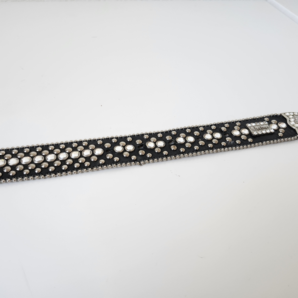 LEAVING POSH FINAL CLEARANCE B.B. Simon Black and Silver Crystal Studded Belt - Picture 8 of 14